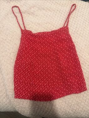 Brandy Melville Red Floral Spaghetti-Strap Camisole
